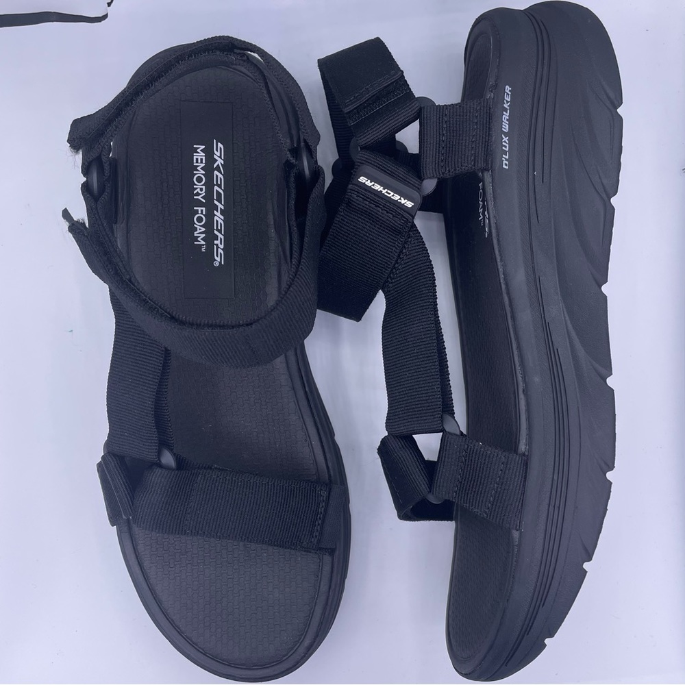 SKECHERS mens sport d’lux walker black sandals Size 12 - Picture 3 of 10